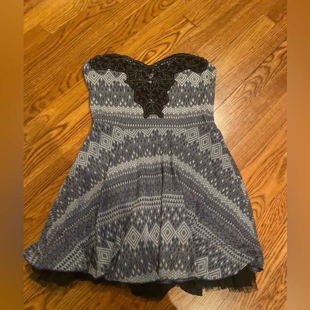 FREE People Strapless Grey and Black Dress Size Large